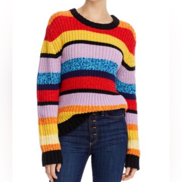 Alice + Olivia Sweaters - Alice + Olivia Barb Rainbow Striped Sweater Small